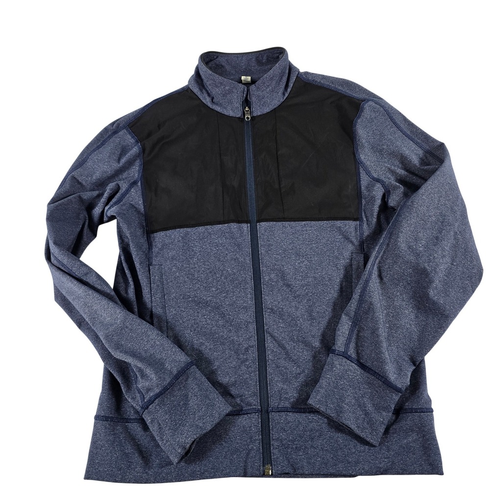 Lululemon Athletica Mens Blue Black Full Zip Mock Neck Jacket Small